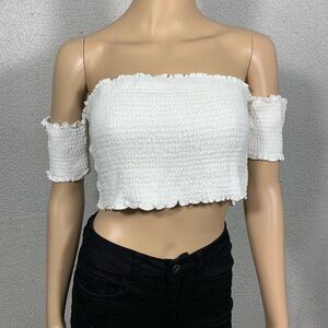Tobi Women's Large Stretchy Tube Top White Cut Out